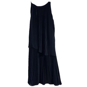 Vince Camuto Navy Crystal Pleated Two Asymmetrical Tier Sleeveless Dress, 2